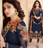 Shilpa Shetty Blue Georgette Embroidery Churidar Salwar Kameez (DUS02)