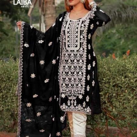 Laiba Black Georgette Unstitched 4pcs Collection (HP32)