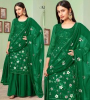 Green Georgette Embroidery Designer Unstitched suit (GW01)