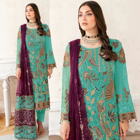 Indian Soft Georgette With Heavy Embroidery & Sequence Work (HRB15)