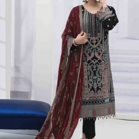 Black Georgette With Embroidery Fancy Indian Suit Collection (HRB03)