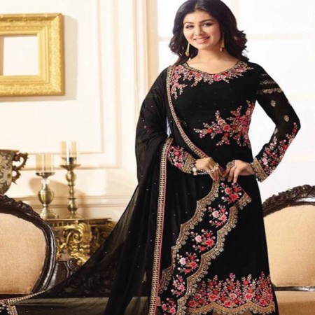 Ayesha Takia New Design Georgette Embroidery Churidar Salwar Suit Black (DBAN01)