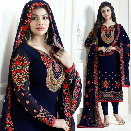 Ayesha Takia Blue Georgette Embroidery Churidar Salwar Kameez (DUA01)