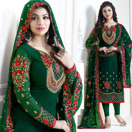Ayesha Takia Green Georgette Embroidery Churidar Salwar Kameez (DGA01)